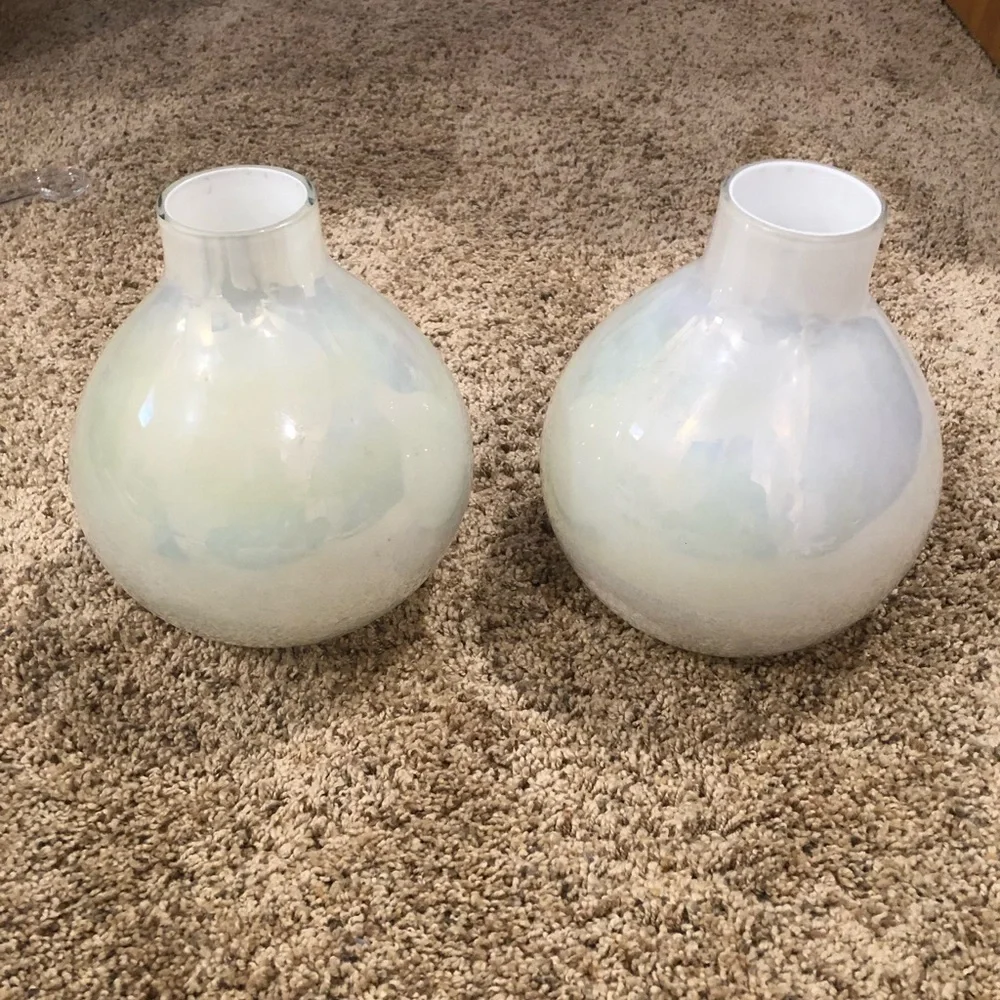 Crate And Barrel Opalescent Rounded Bud Vase Thick 7” T made in Poland